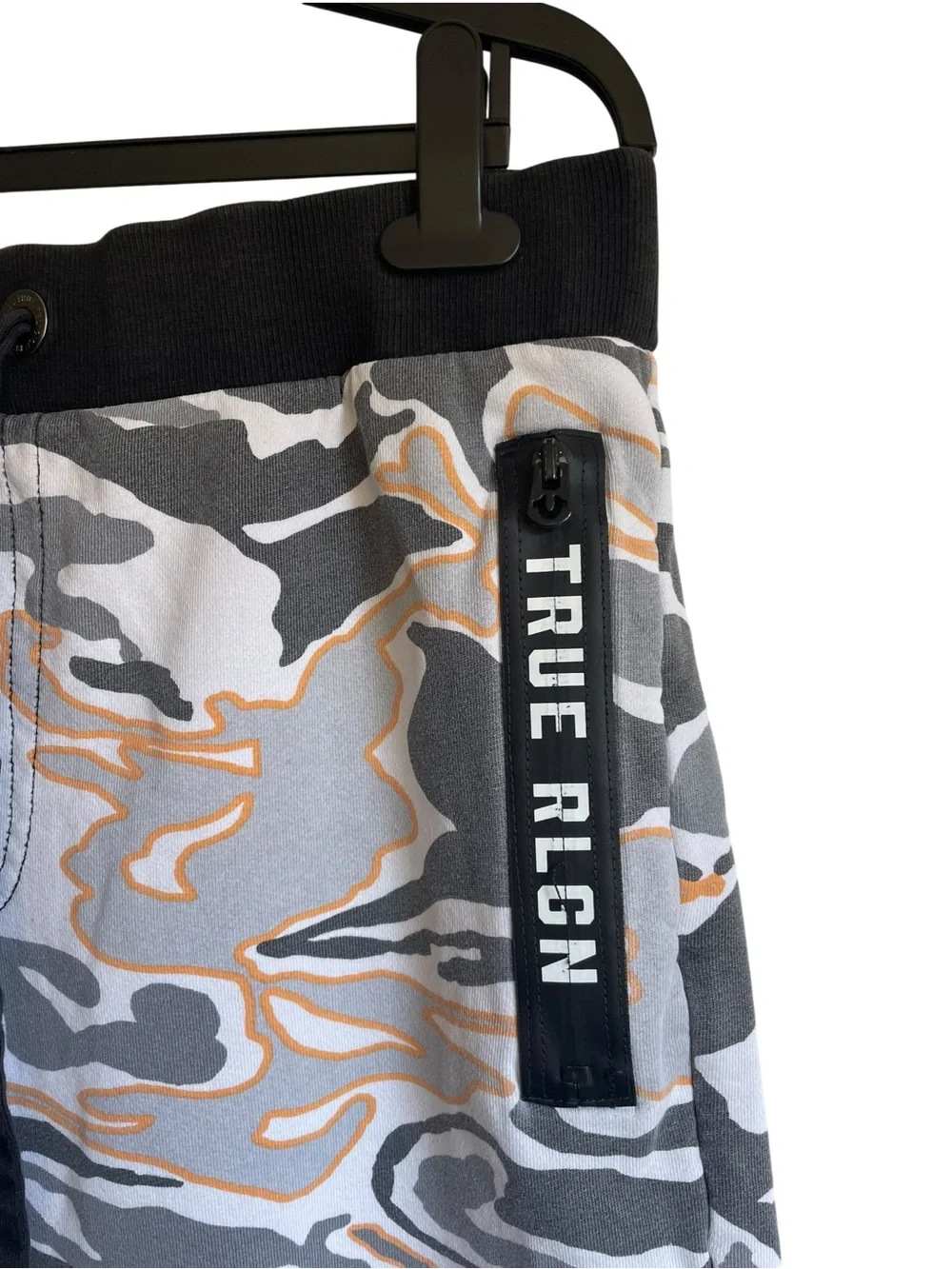 True Religion Men's Gray Camo Shorts with Tan Accents 13” inseam
